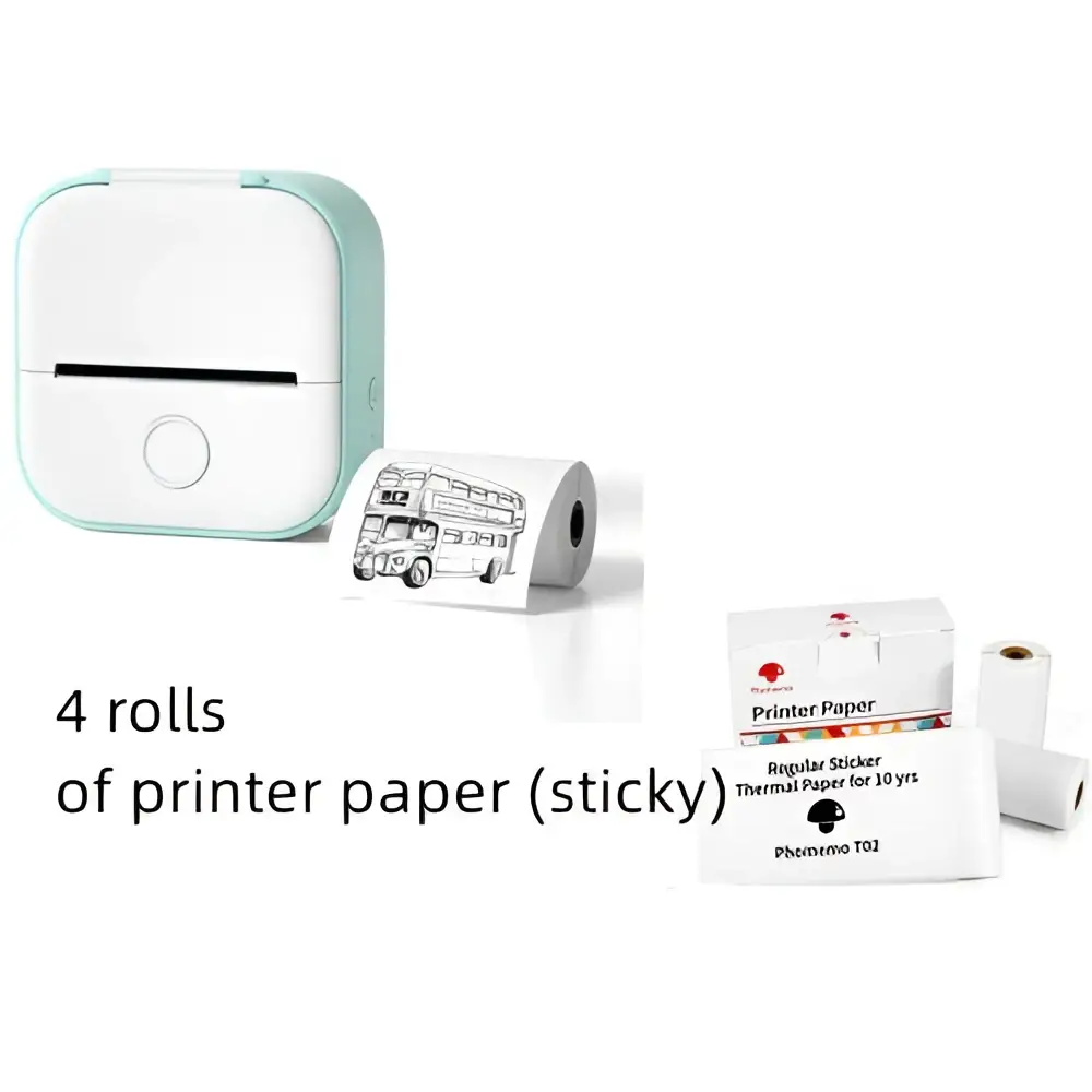 Mini impresora portátil de etiquetas con rollos de papel adhesivo