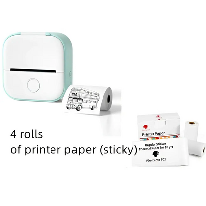 Mini impresora portátil de etiquetas con rollos de papel adhesivo