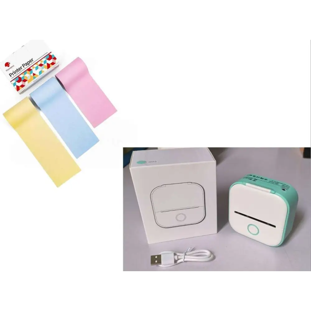 Mini impresora portátil de etiquetas con rollos de papel adhesivo