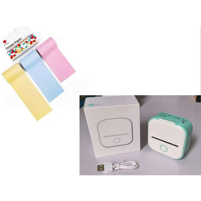 Mini impresora portátil de etiquetas con rollos de papel adhesivo