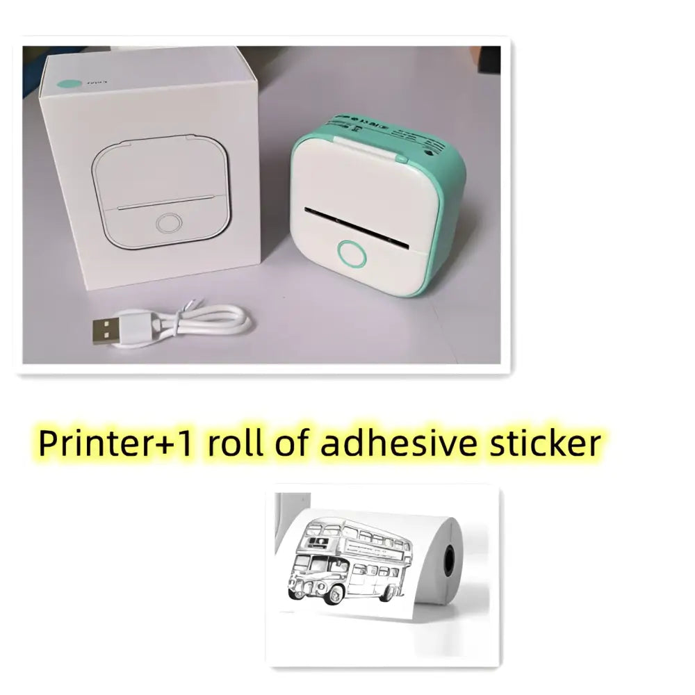 Mini impresora portátil de etiquetas con rollos de papel adhesivo