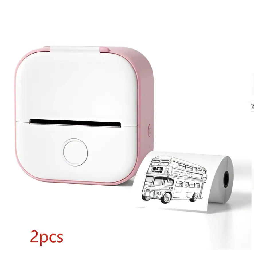 Mini impresora portátil de etiquetas con rollos de papel adhesivo