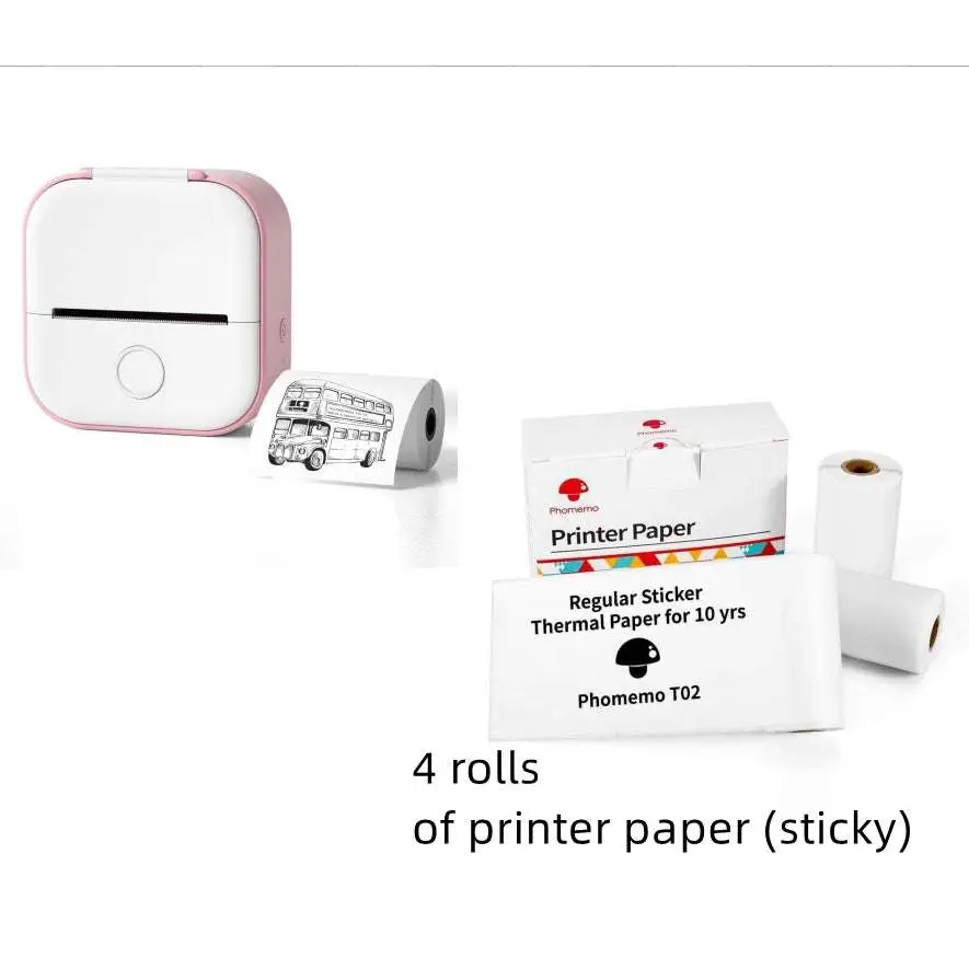 Mini impresora portátil de etiquetas con rollos de papel adhesivo