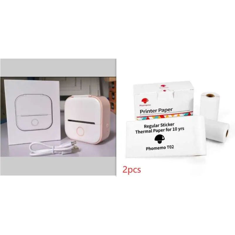 Mini impresora portátil de etiquetas con rollos de papel adhesivo
