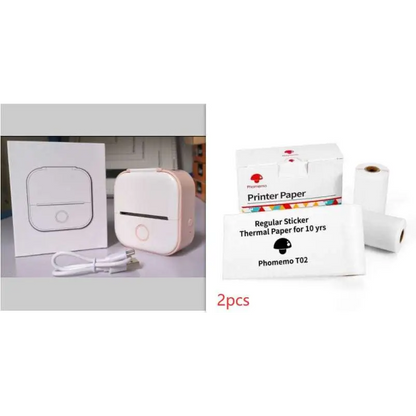 Mini impresora portátil de etiquetas con rollos de papel adhesivo