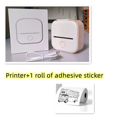 Mini impresora portátil de etiquetas con rollos de papel adhesivo