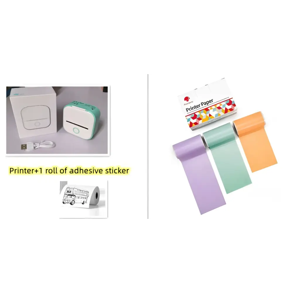 Mini impresora portátil de etiquetas con rollos de papel adhesivo