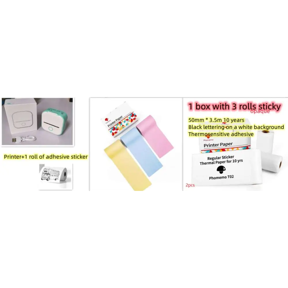 Mini impresora portátil de etiquetas con rollos de papel adhesivo