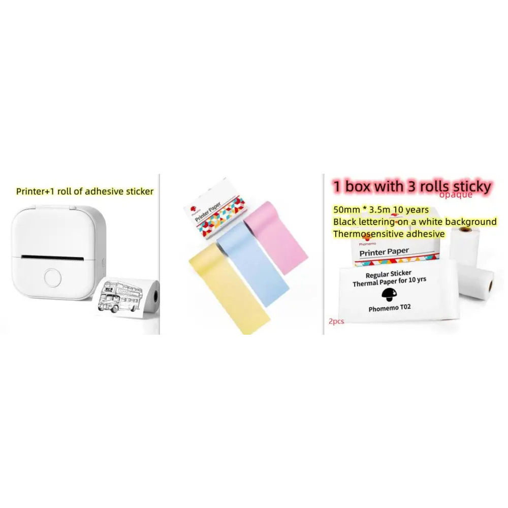 Mini impresora portátil de etiquetas con rollos de papel adhesivo