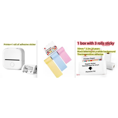 Mini impresora portátil de etiquetas con rollos de papel adhesivo