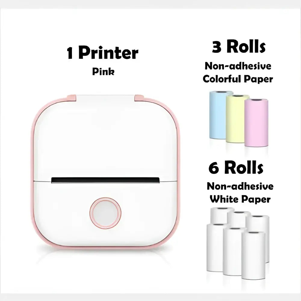 Mini impresora portátil de etiquetas con rollos de papel adhesivo