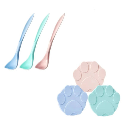 Portable Silicone Pet Food Lid and Spoon Set – 2-in-1 Can Cover and Sealer