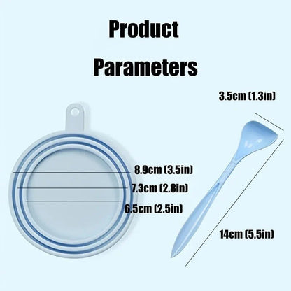 Portable Silicone Pet Food Lid and Spoon Set – 2-in-1 Can Cover and Sealer