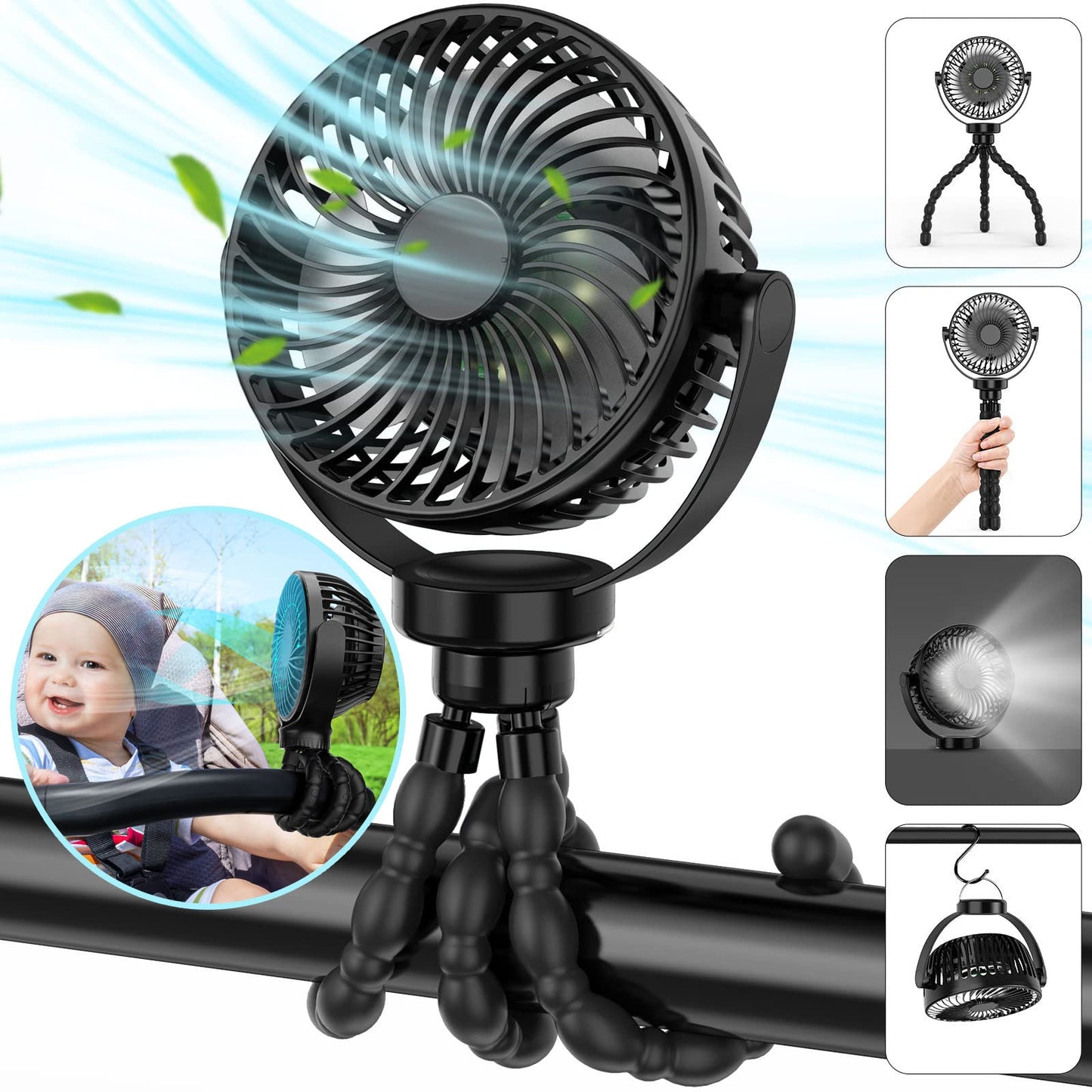 Portable Fan | Battery Operated Hand Held Fan with 8000mAh Battery | 4-Speed Settings for Ultimate Comfort