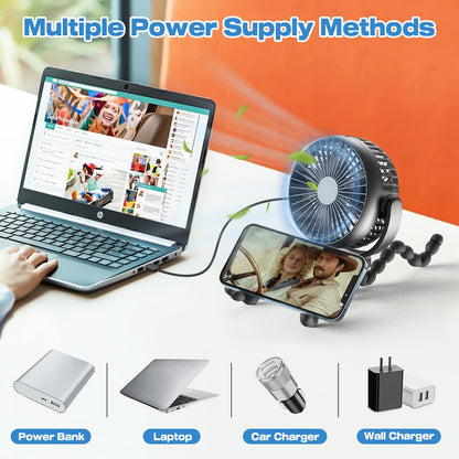 Portable Fan | Battery Operated Hand Held Fan with 8000mAh Battery | 4-Speed Settings for Ultimate Comfort