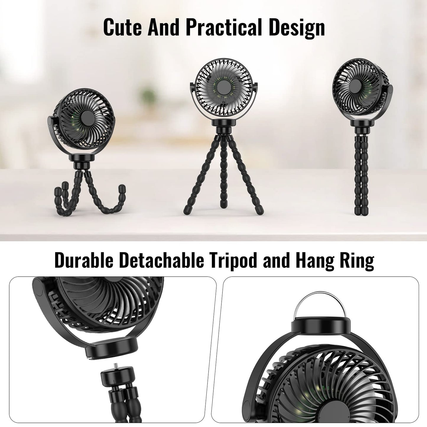 Portable Fan | Battery Operated Hand Held Fan with 8000mAh Battery | 4-Speed Settings for Ultimate Comfort