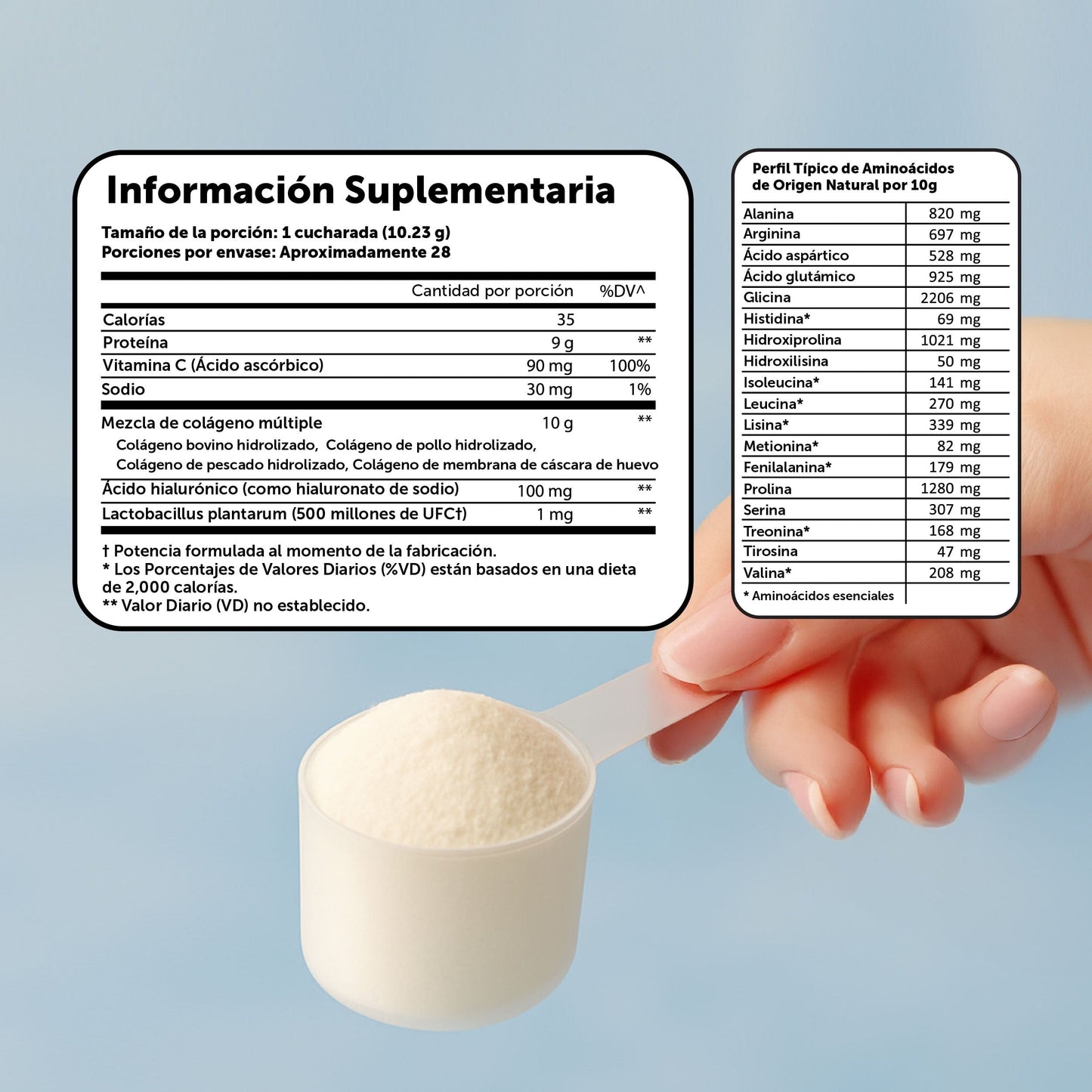 Colágeno Hidrolizado 5 en 1 con Ácido Hialurónico, Vitamina C y Probióticos