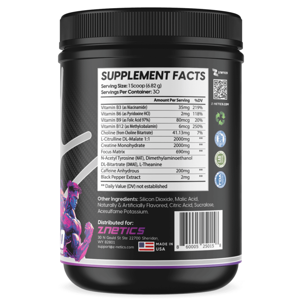 Pre-Workout Fruit Punch | Creatine, Nitric Oxide & Amino Acids | ONE ZTRIKE by ZNETICS