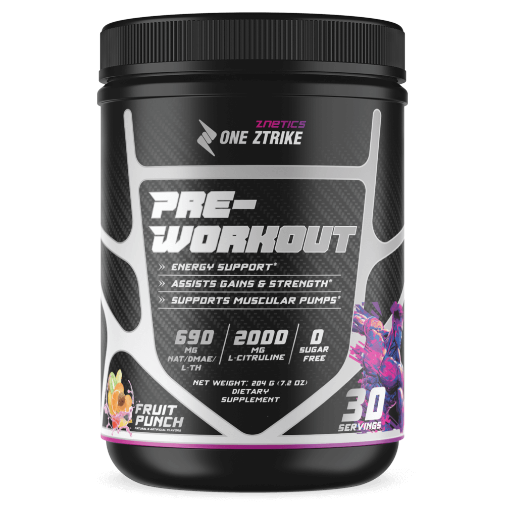 Pre-Workout Fruit Punch | Creatine, Nitric Oxide & Amino Acids | ONE ZTRIKE by ZNETICS