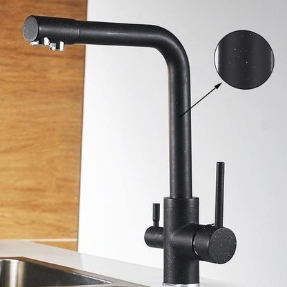 Erwin 360º Swivel Spout Dual-Handle Single-Hole Kitchen Sink Faucet With Filter