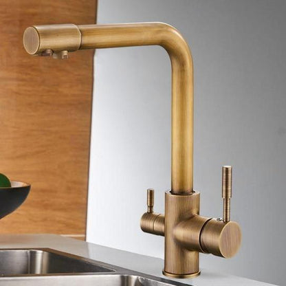 Erwin 360º Swivel Spout Dual-Handle Single-Hole Kitchen Sink Faucet With Filter