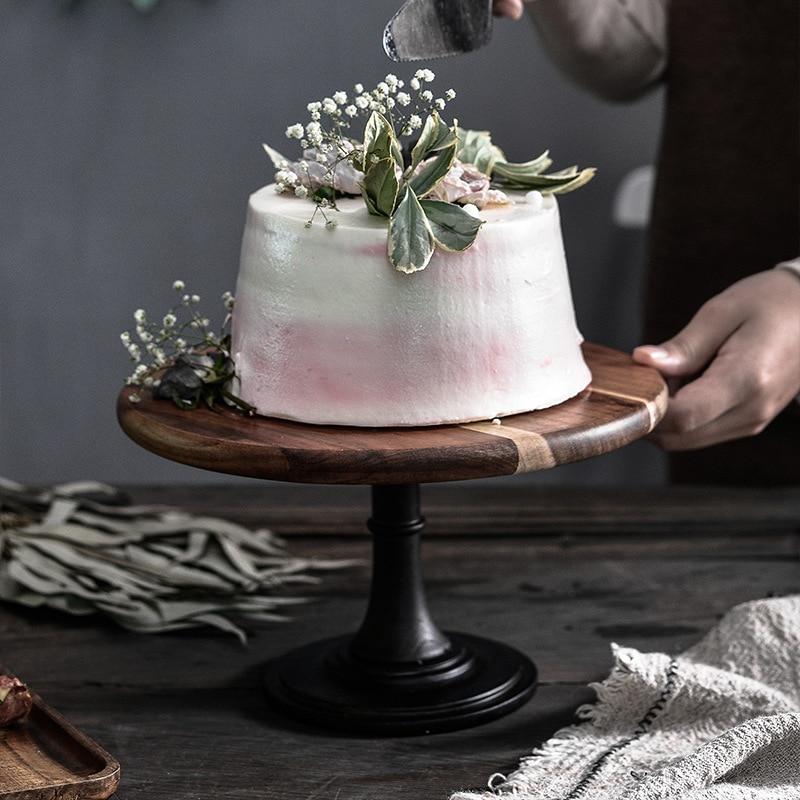 Tall European Wooden Cake Tray