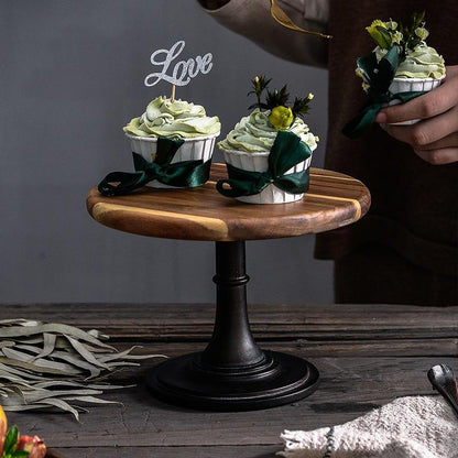 Tall European Wooden Cake Tray