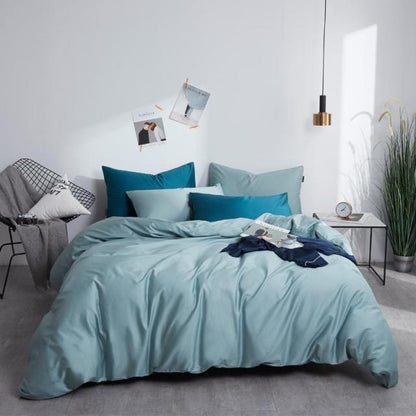 Turquoise Grace Silk Duvet Cover Set (Premium Egyptian Cotton) 600TC