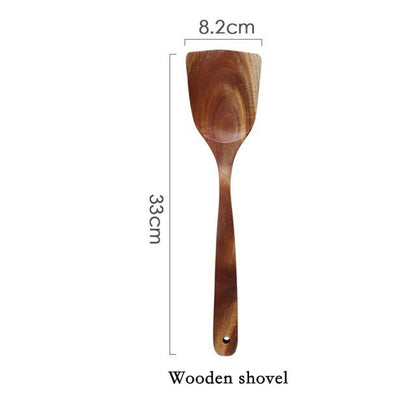 Modern Thailand Natural Teak Wood Utensils Set of 7