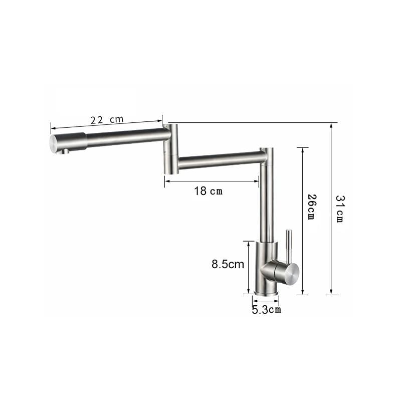 Robinet de cuisine pliable rétractable à trou unique Edison
