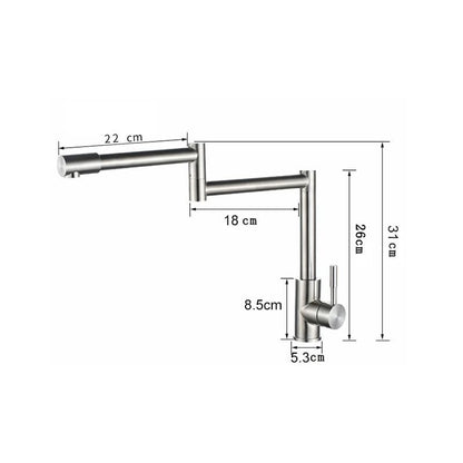 Robinet de cuisine pliable rétractable à trou unique Edison