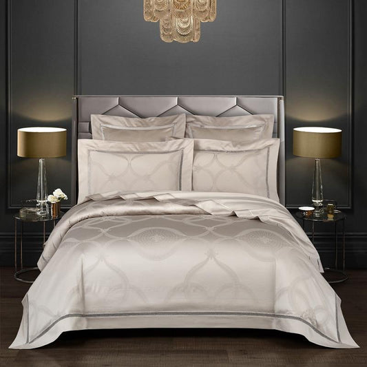 Light Taupe Lancelot Duvet Cover Set (Premium Egyptian Cotton) (Jacquard)