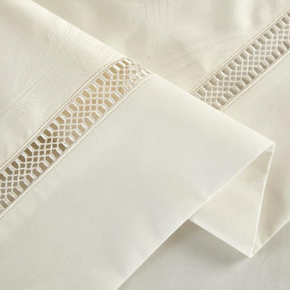 Warm White Lancelot Duvet Cover Set (Premium Egyptian Cotton) (Jacquard)
