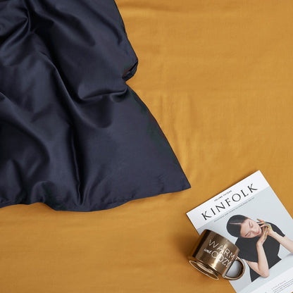 Navy Grace Silk Duvet Cover Set (Premium Egyptian Cotton) 600TC