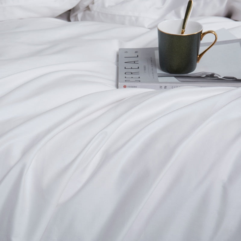 White Grace Silk Duvet Cover Set (Premium Egyptian Cotton) 600TC