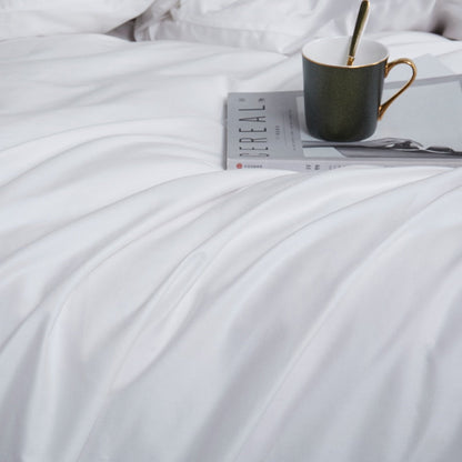 White Grace Silk Duvet Cover Set (Premium Egyptian Cotton) 600TC