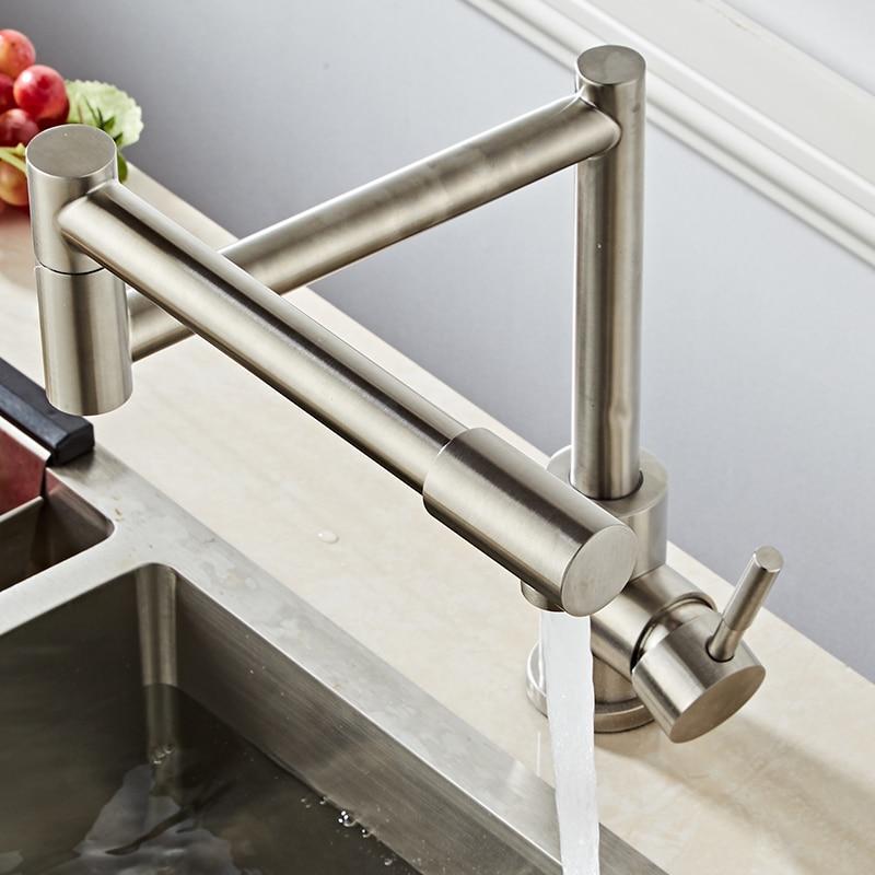 Robinet de cuisine pliable rétractable à trou unique Edison