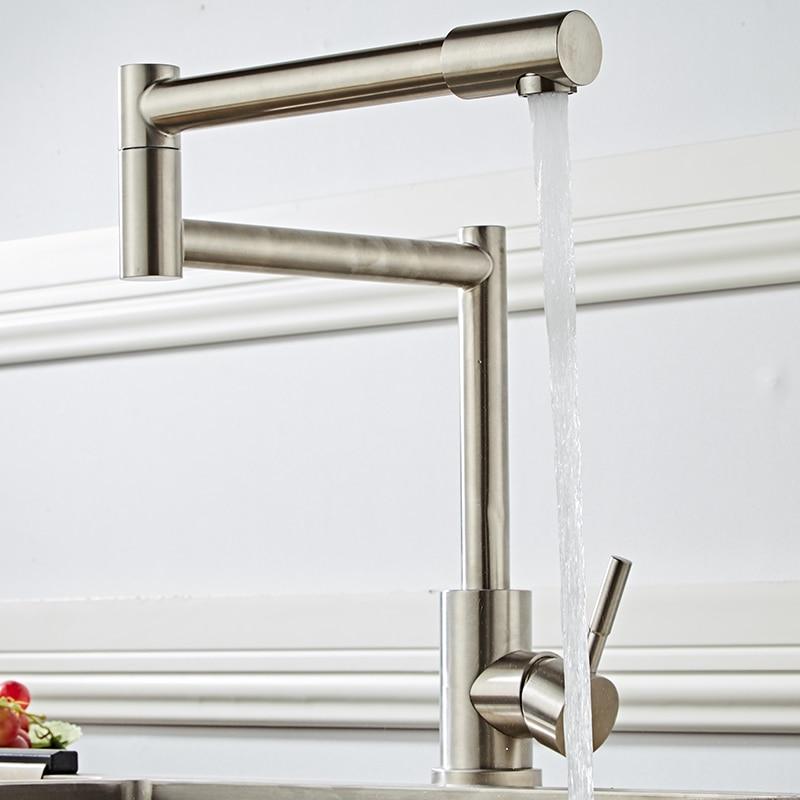 Robinet de cuisine pliable rétractable à trou unique Edison