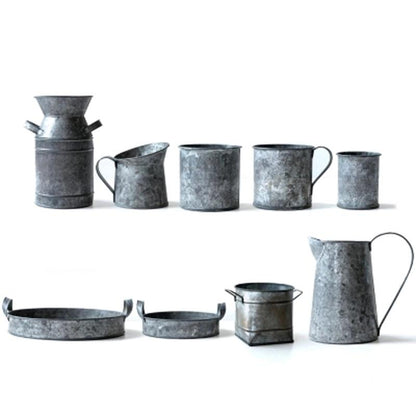 Vintage Galvanized Steel Storage Set of 9 pc