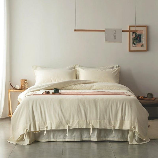 Parure de couette Emma avec cordelettes 55 % coton 45 % lin
