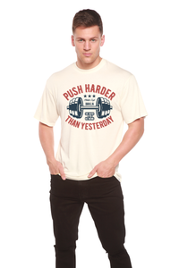 T-shirt à manches courtes et motif en viscose de bambou/coton biologique Push Harder pour hommes