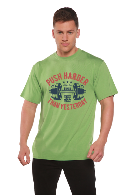 T-shirt à manches courtes et motif en viscose de bambou/coton biologique Push Harder pour hommes