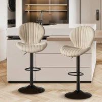 Quilted Cream Velvet Bar Stools with Ultimate Comfort