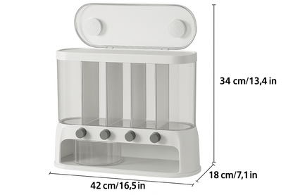 5 Compartment Grain Storage Container Airtight Rice Dispenser Bin