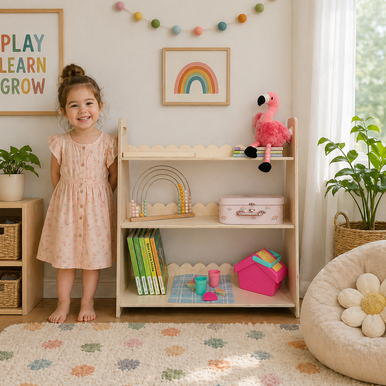 RAY Scalloped Toy Shelf – Kids Wooden Toy Shelf | Bush Acres
