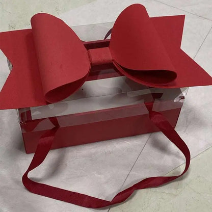 Red Bow Knot Handheld Flower Box with Clear Window