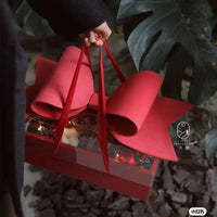 Red Bow Knot Handheld Flower Box with Clear Window