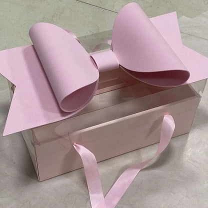 Red Bow Knot Handheld Flower Box with Clear Window