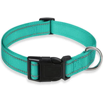 Reflective Nylon Dog Collar – Adjustable Safety Strap
