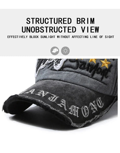 Retro Distressed Letter Embroidery Baseball Cap | Unisex Casual Cotton Hat